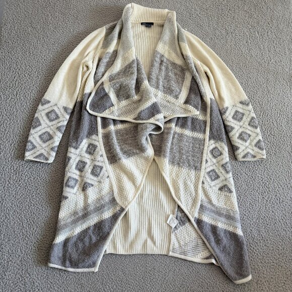 Vince Sweater Gray Cream Wool Alpaca Blend Aztec Cardigan Jacket - Picture 1 of 8
